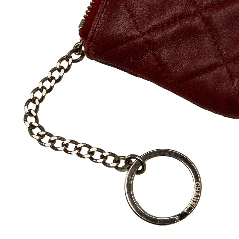 Chanel Lambskin Coin Case Wine Red in Very Good Condition