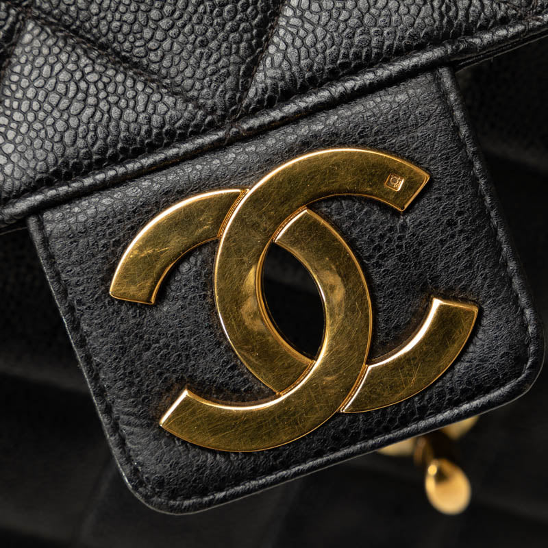 Chanel Caviar Skin Matelasse Coco Mark Handbag Briefcase in Good Condition