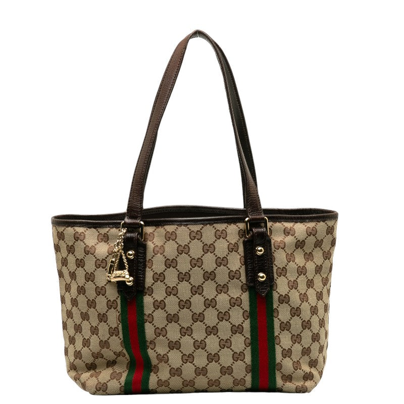 Gucci GG Canvas Leather Tote Bag 137396 in Very Good Condition