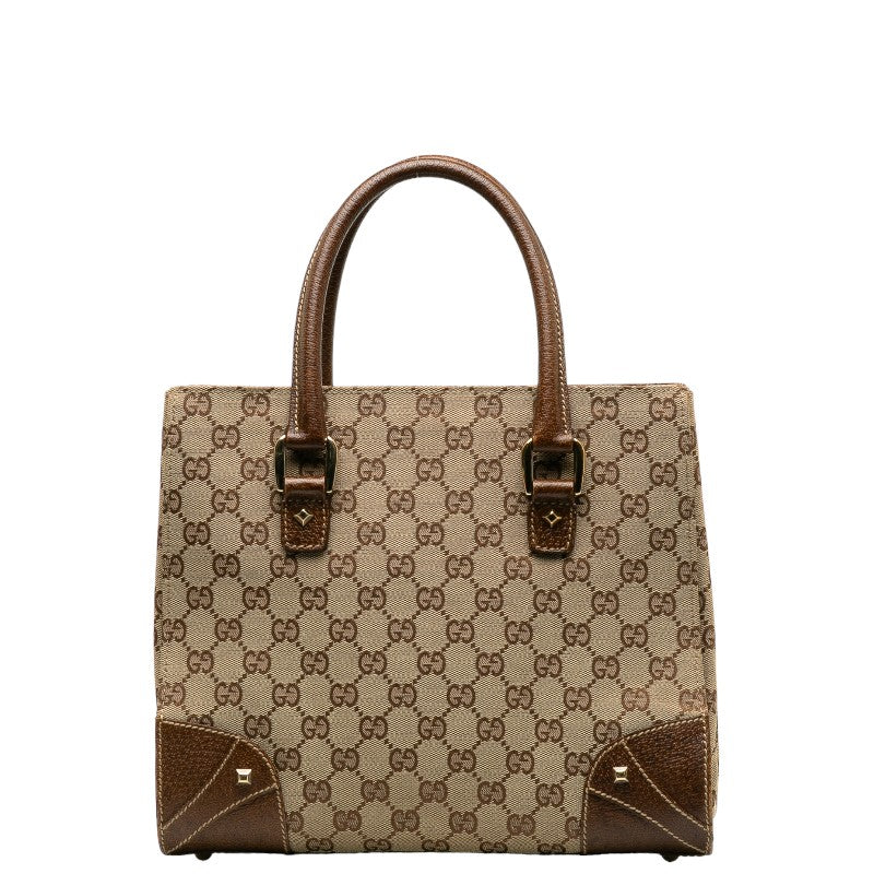 Gucci GG Canvas Leather Handbag 120895 Beige in Very Good Condition