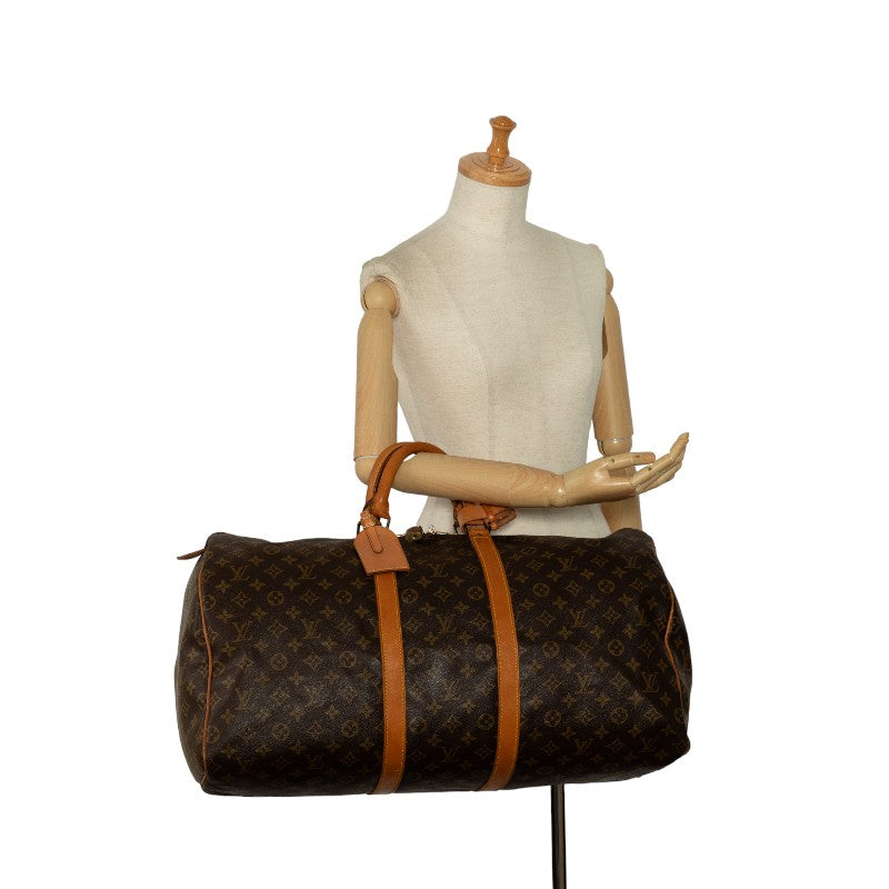 Louis Vuitton Monogram Keepall 55 Travel Bag M41424 Brown PVC Leather in Very Good Condition