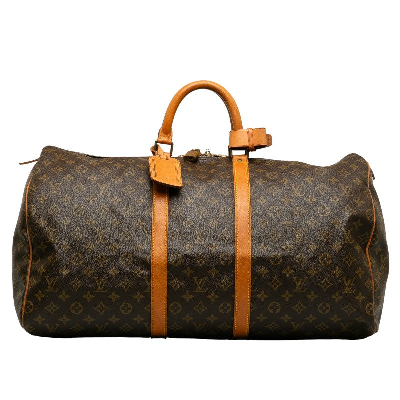 Louis Vuitton Monogram Keepall 55 Travel Bag M41424 Brown PVC Leather in Very Good Condition