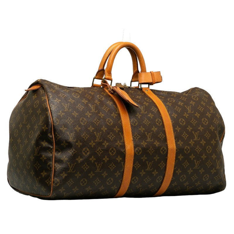 Louis Vuitton Monogram Keepall 55 Travel Bag M41424 Brown PVC Leather in Very Good Condition