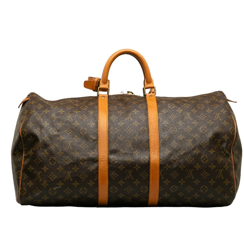 Louis Vuitton Monogram Keepall 55 Travel Bag M41424 Brown PVC Leather in Very Good Condition