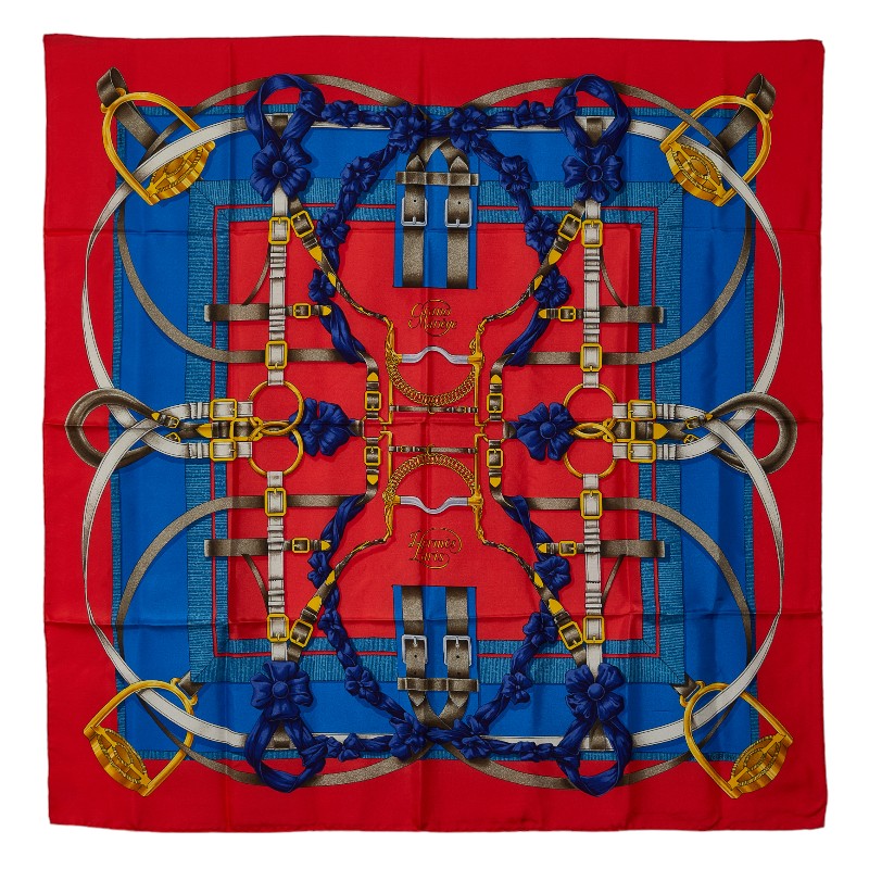 Hermes Silk Scarf 88cm x 89cm CRANO MANEGE Grand Manege in Very Good Condition