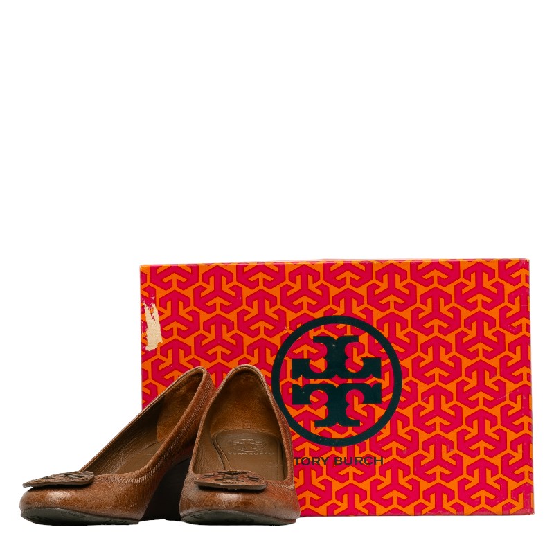 Tory Burch Leather Wedge Pumps Brown