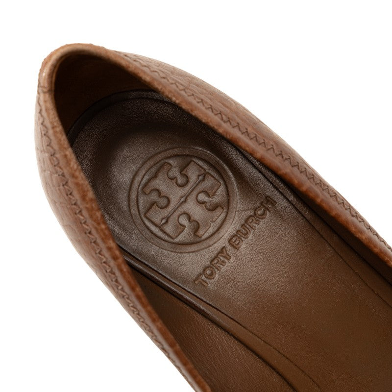 Tory Burch Leather Wedge Pumps Brown