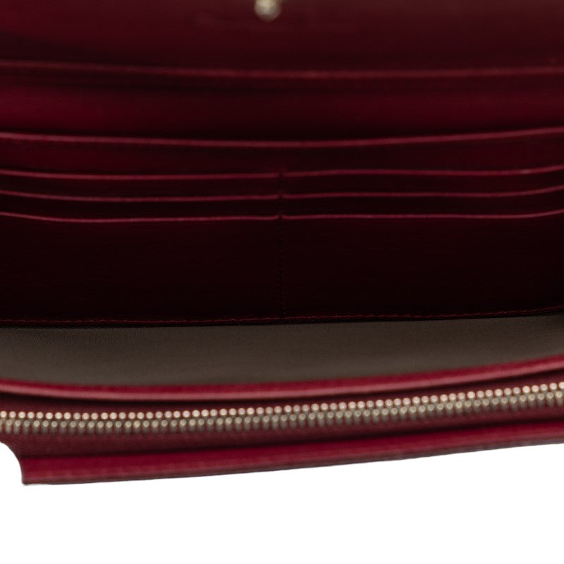 Dior Trotter Long Wallet Bordeaux Wine Red Enamel in Very Good Condition