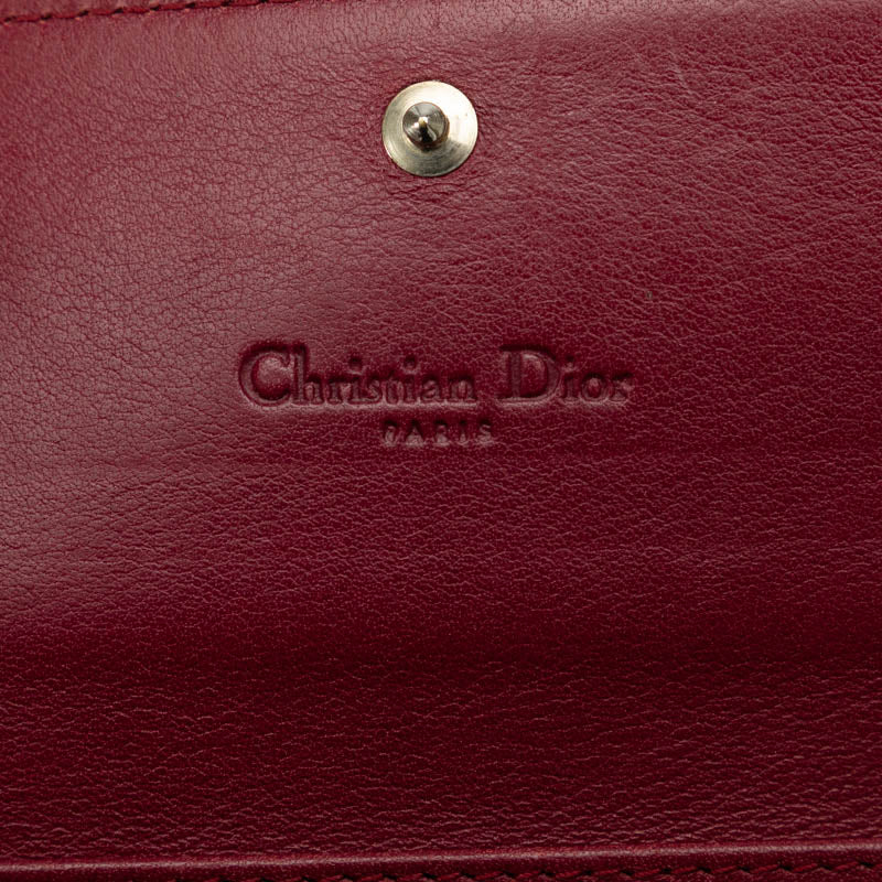 Dior Trotter Long Wallet Bordeaux Wine Red Enamel in Very Good Condition