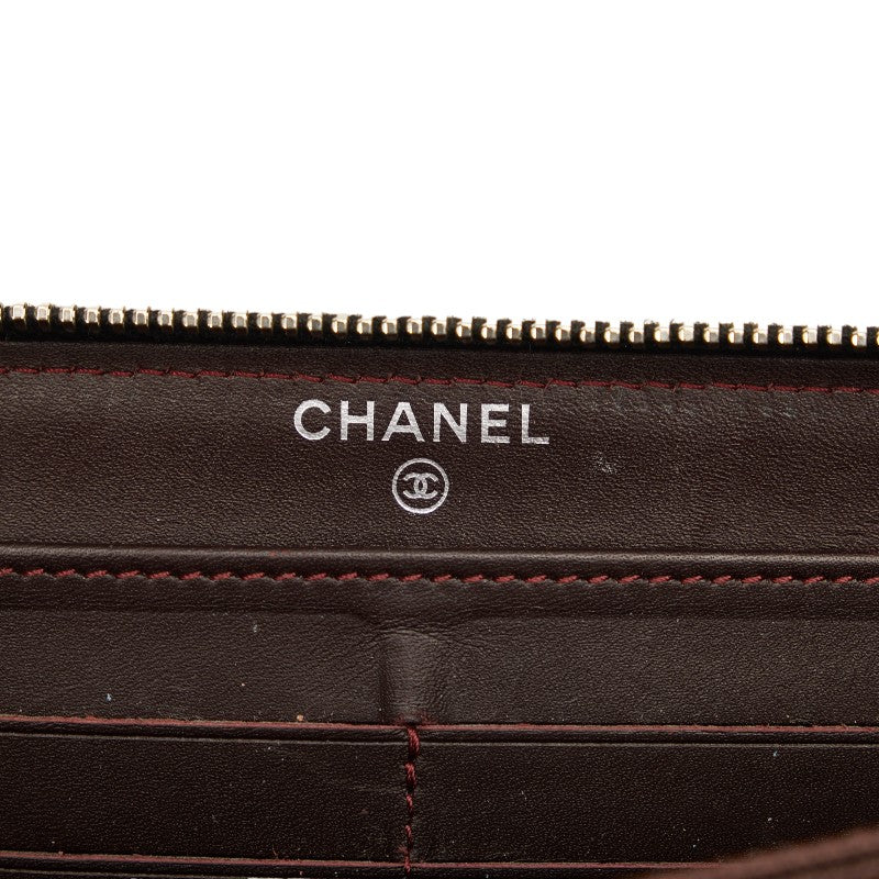 Chanel Caviar Skin Matelasse Coco Mark Round Zipper Long Wallet in Very Good Condition