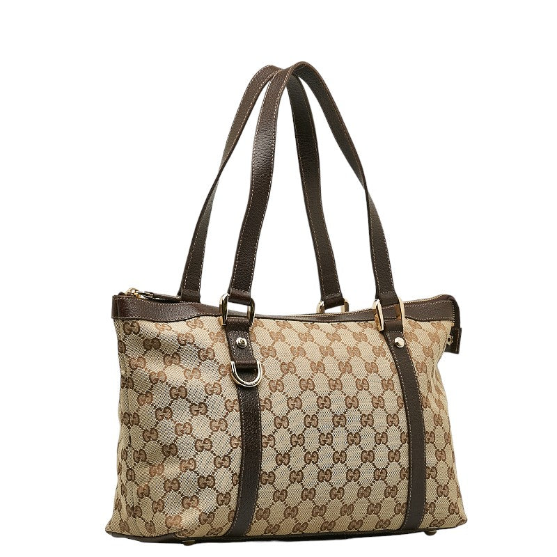 Gucci GG Canvas Leather Handbag Tote Bag 141470