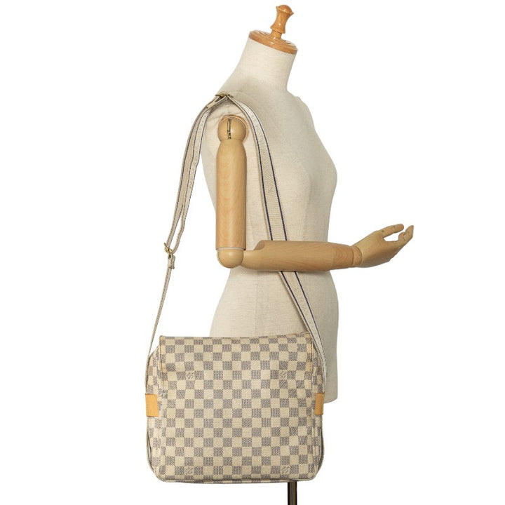 Louis Vuitton Damier Azur Naviglio Shoulder Bag N51189 White PVC Leather in Very Good Condition