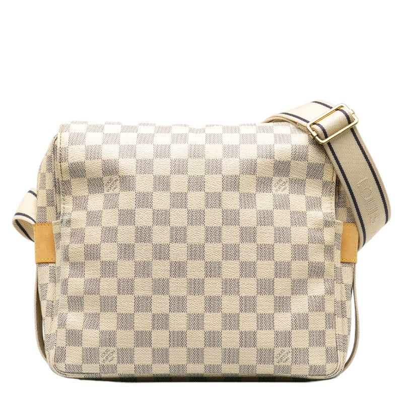 Louis Vuitton Damier Azur Naviglio Shoulder Bag N51189 White PVC Leather in Very Good Condition