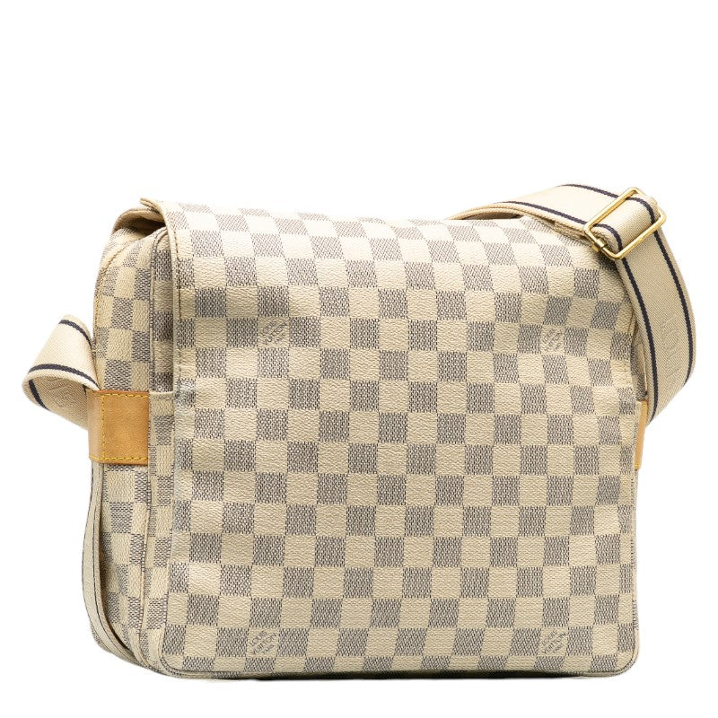 Louis Vuitton Damier Azur Naviglio Shoulder Bag N51189 White PVC Leather