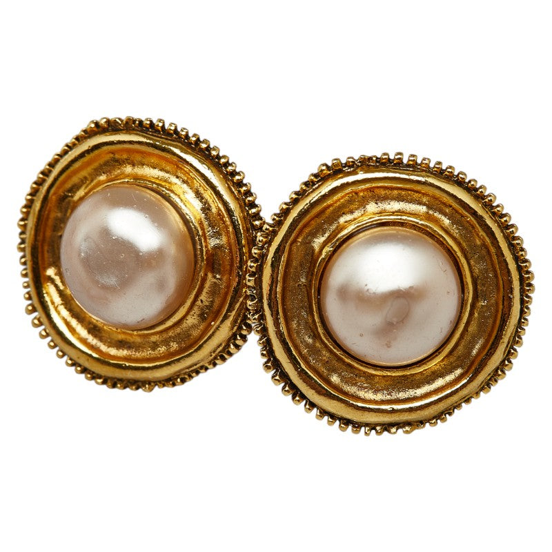 Chanel Gold Plated Pearl Earrings in Very Good Condition