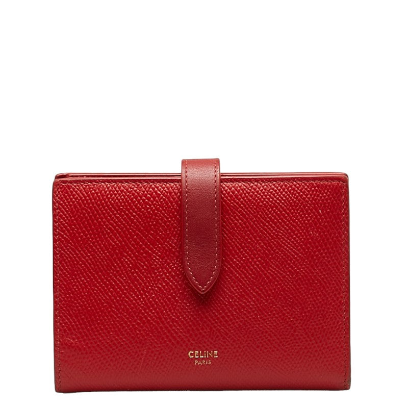 Celine Medium Strap Wallet Red Leather in Very Good Condition