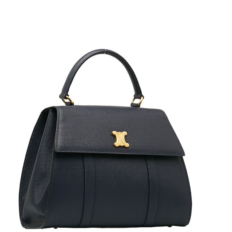 Celine Leather Triomphe 2-Way Handbag Navy