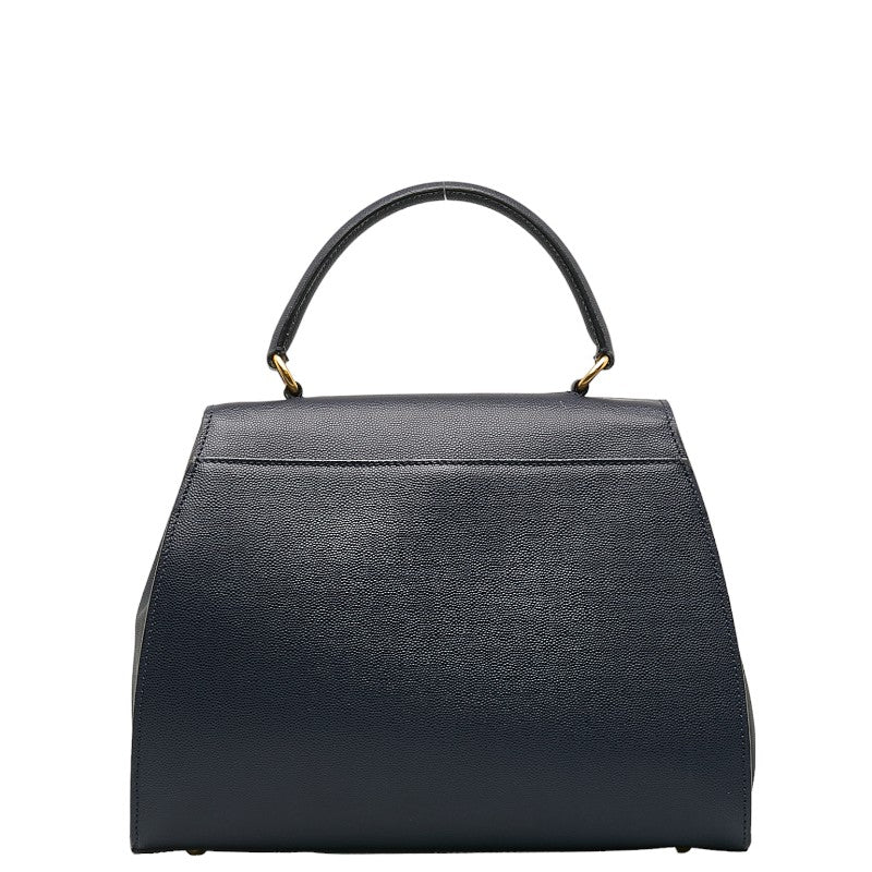 Celine Leather Triomphe 2-Way Handbag Navy