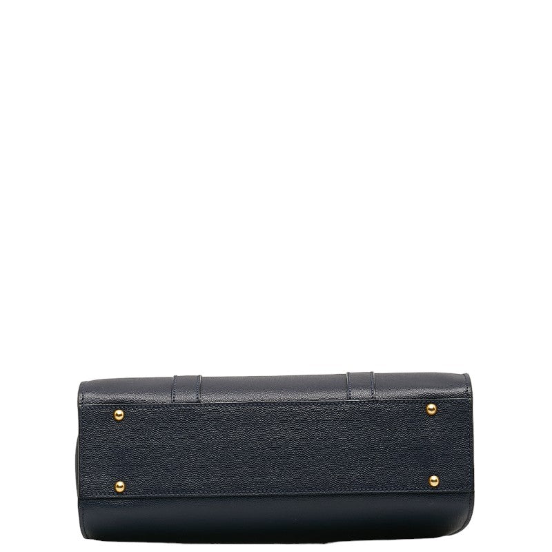 Celine Leather Triomphe 2-Way Handbag Navy