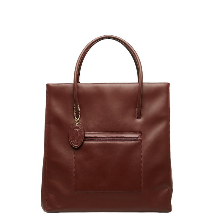 Cartier Must Line Leather Tote Handbag Bordeaux