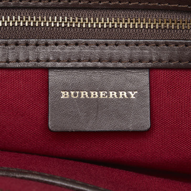 Burberry Nova Check Wool Leather Tote Bag