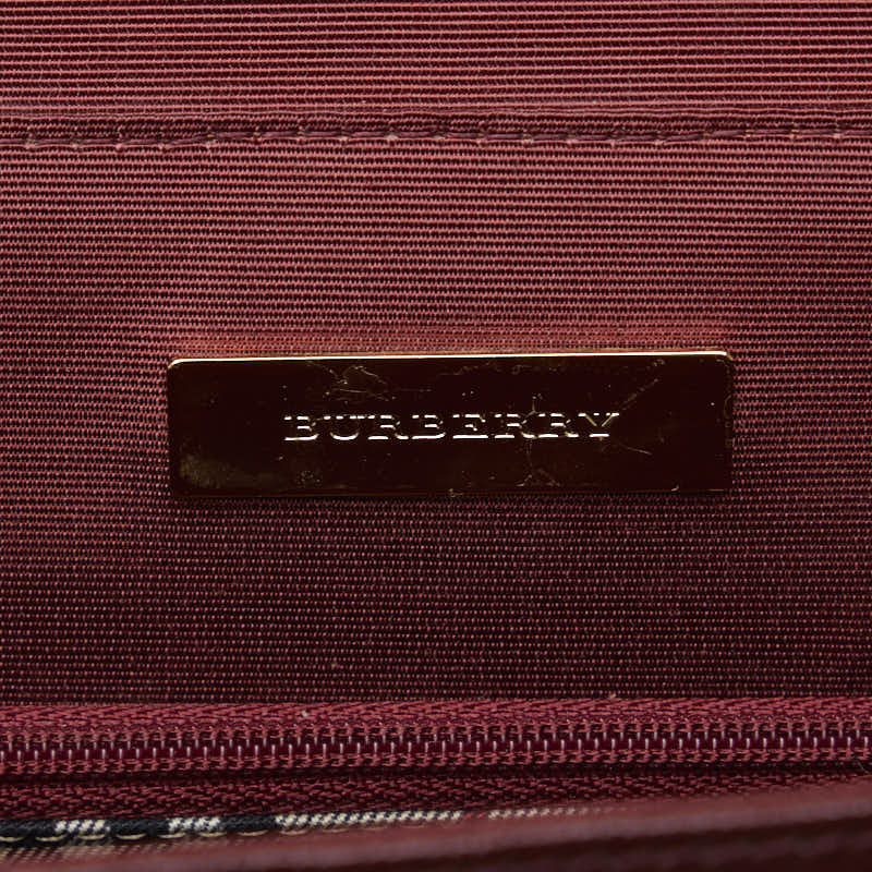 Burberry Nova Check Leather Handbag Red in Very Good Condition