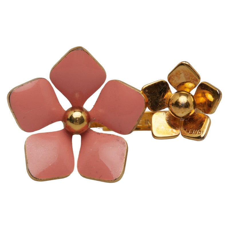 Fendi Flower Blossom Ring MV4614 Gold Pink in Very Good Condition