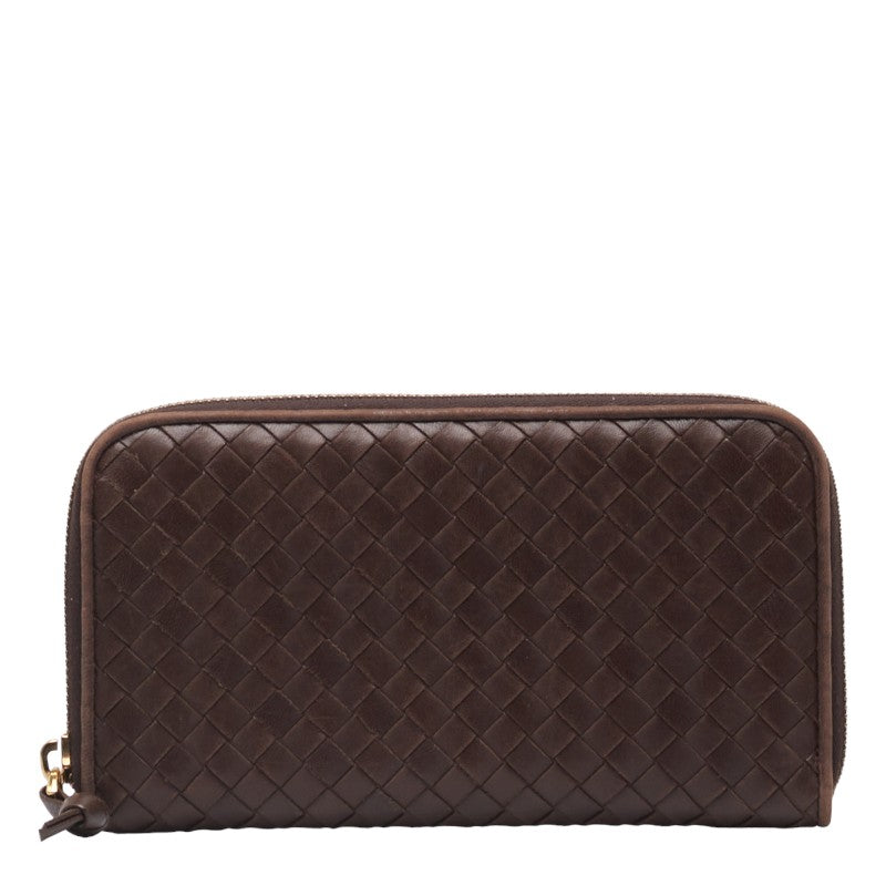 Bottega Veneta Intrecciato Leather Zip Wallet in Very Good Condition