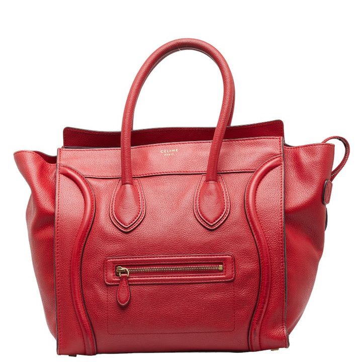 Celine Luggage Mini Shopper Leather Handbag Red in Very Good Condition