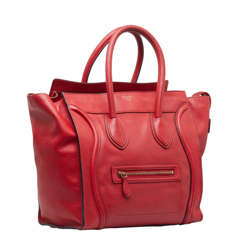 Celine Luggage Mini Shopper Leather Handbag Red in Very Good Condition