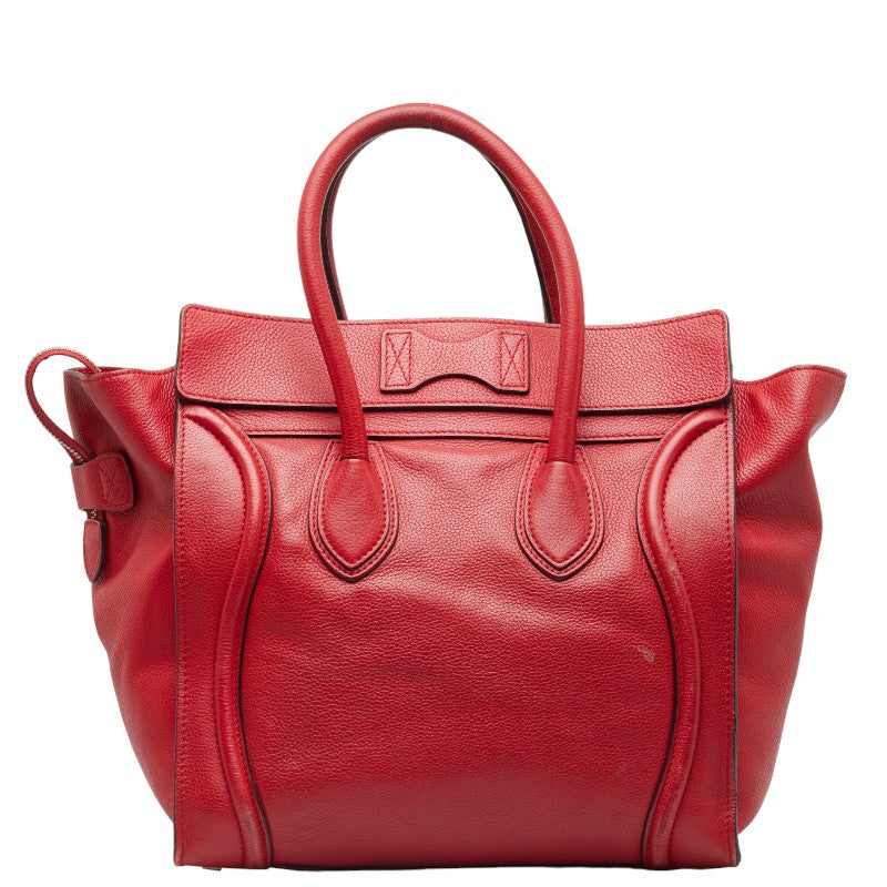 Celine Luggage Mini Shopper Leather Handbag Red in Very Good Condition