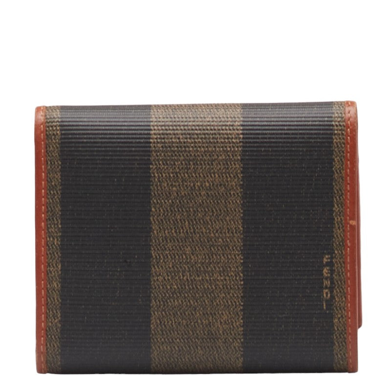 Fendi Pequin PVC Trifold Wallet 30959 Black Brown in Very Good Condition