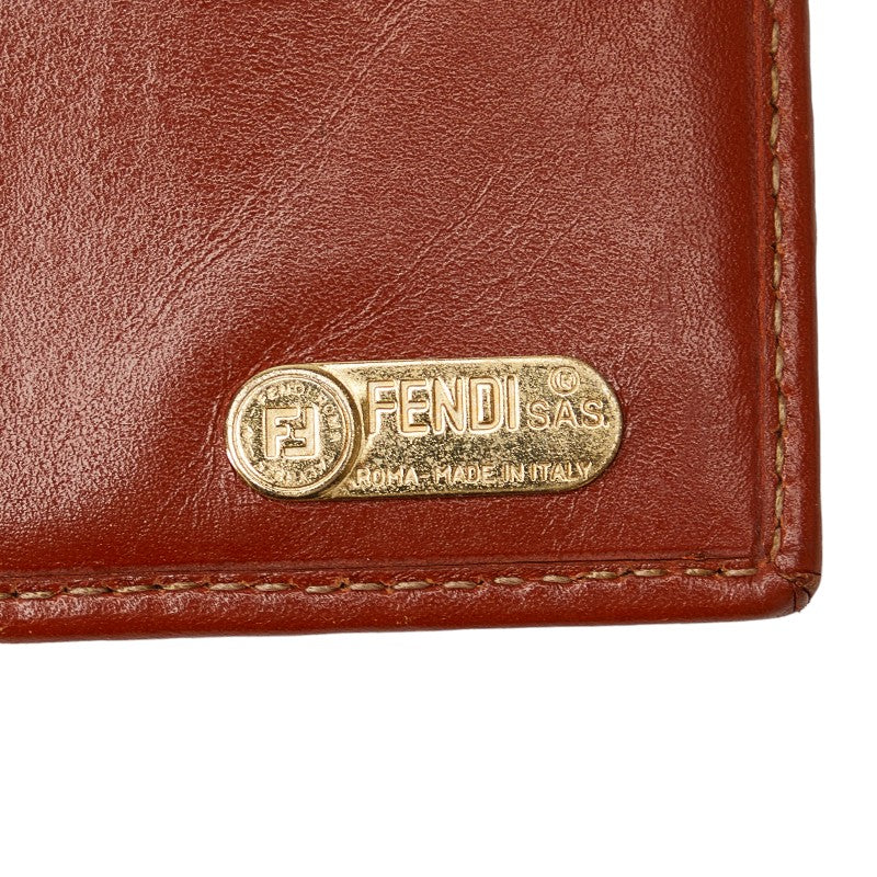 Fendi Pequin PVC Trifold Wallet 30959 Black Brown in Very Good Condition