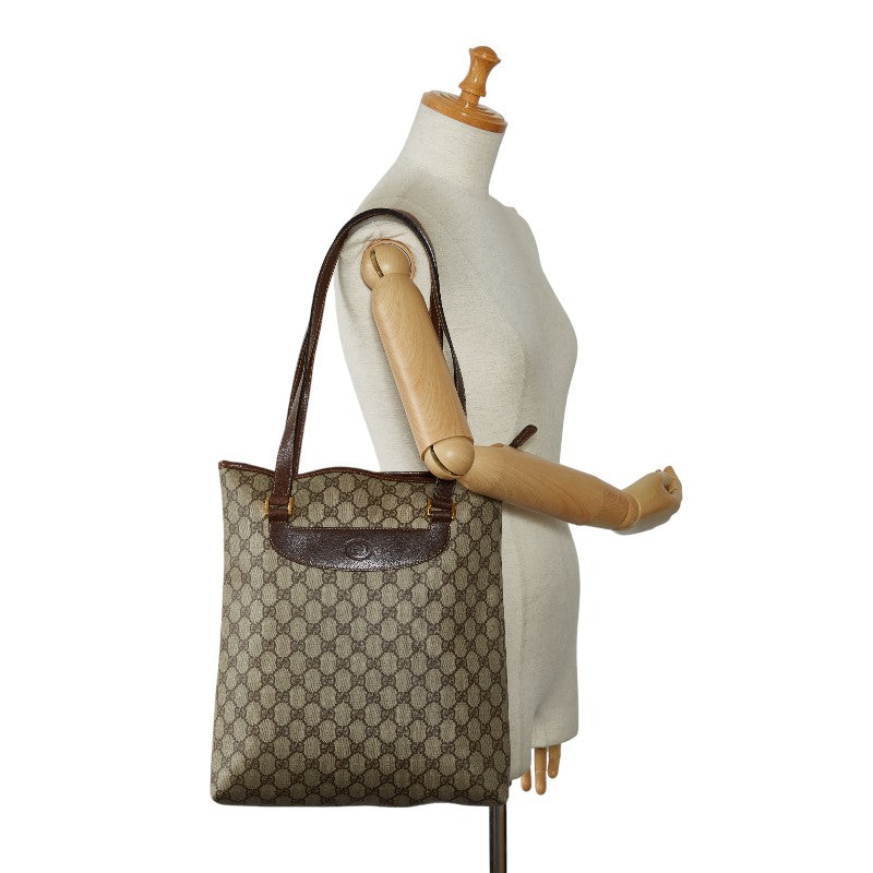 Gucci GG Plus PVC Leather Tote Bag Beige Brown