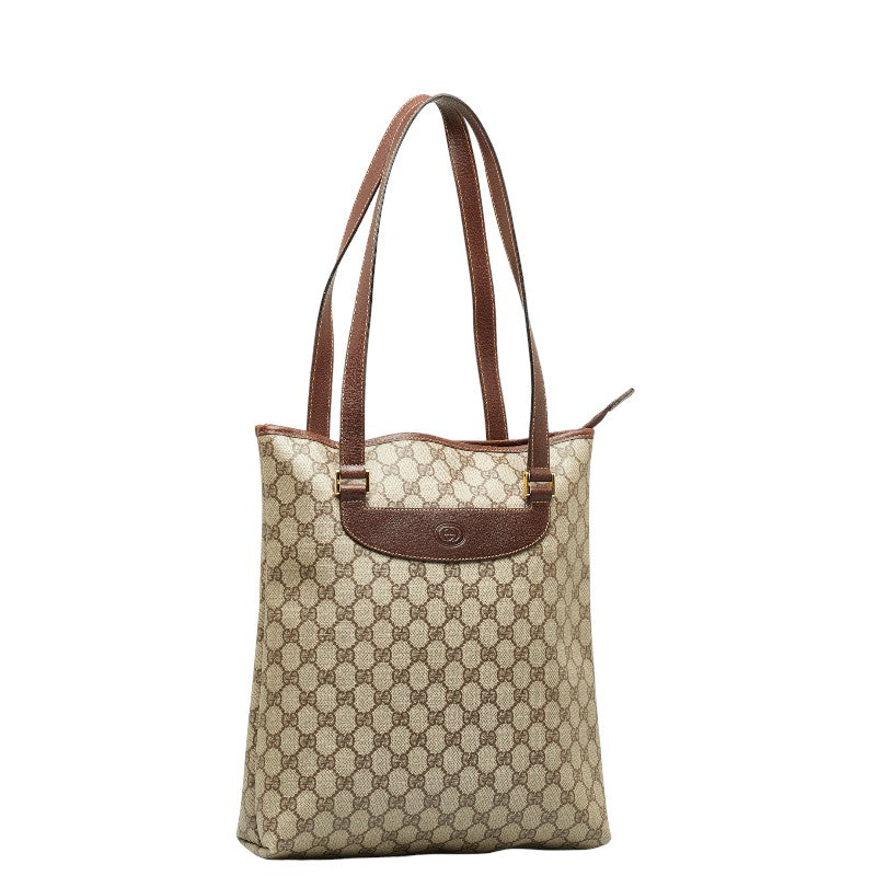 Gucci GG Plus PVC Leather Tote Bag Beige Brown