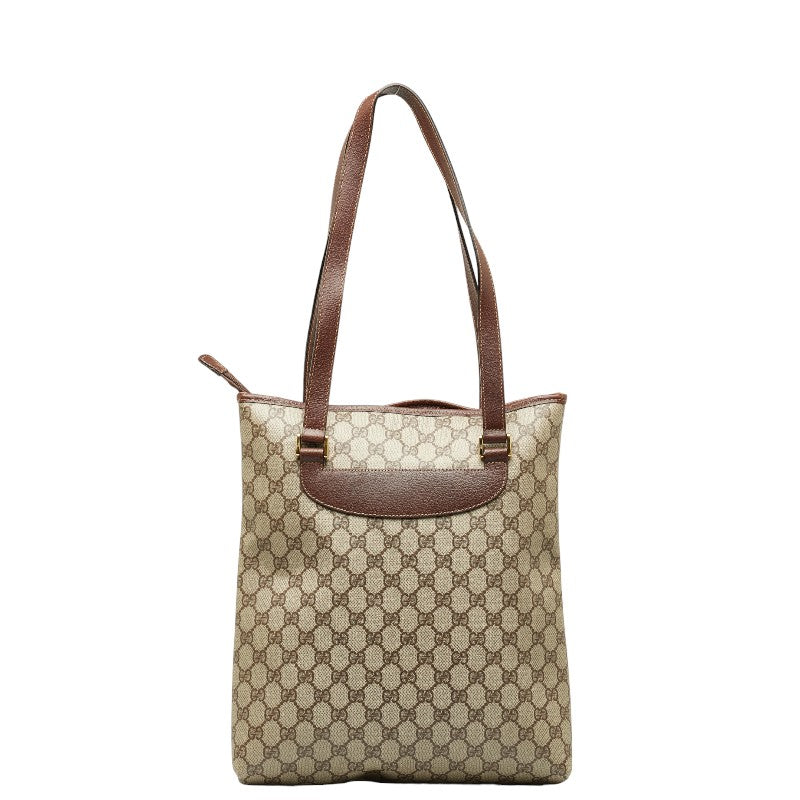 Gucci GG Plus PVC Leather Tote Bag Beige Brown