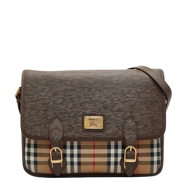 Burberry Nova Check Shadow Horse Canvas Leather Shoulder Bag