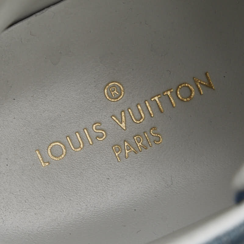 Louis Vuitton Monogram Denim Stellar Line High-Top Sneakers 37 1A4VT4 Blue White Leather in Very Good Condition