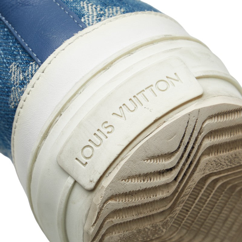 Louis Vuitton Monogram Denim Stellar Line High-Top Sneakers 37 1A4VT4 Blue White Leather in Very Good Condition