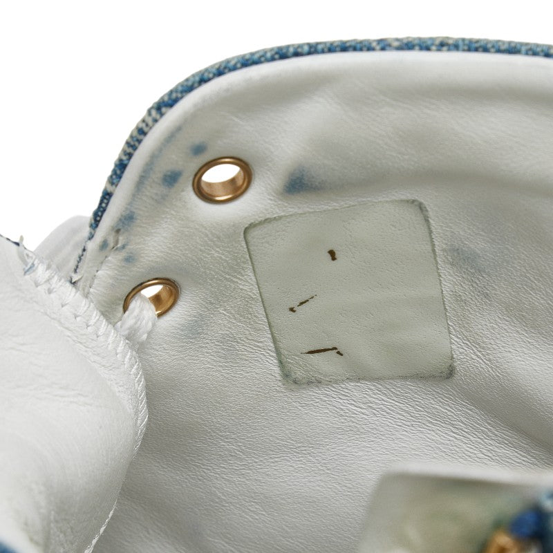 Louis Vuitton Monogram Denim Stellar Line High-Top Sneakers 37 1A4VT4 Blue White Leather in Very Good Condition