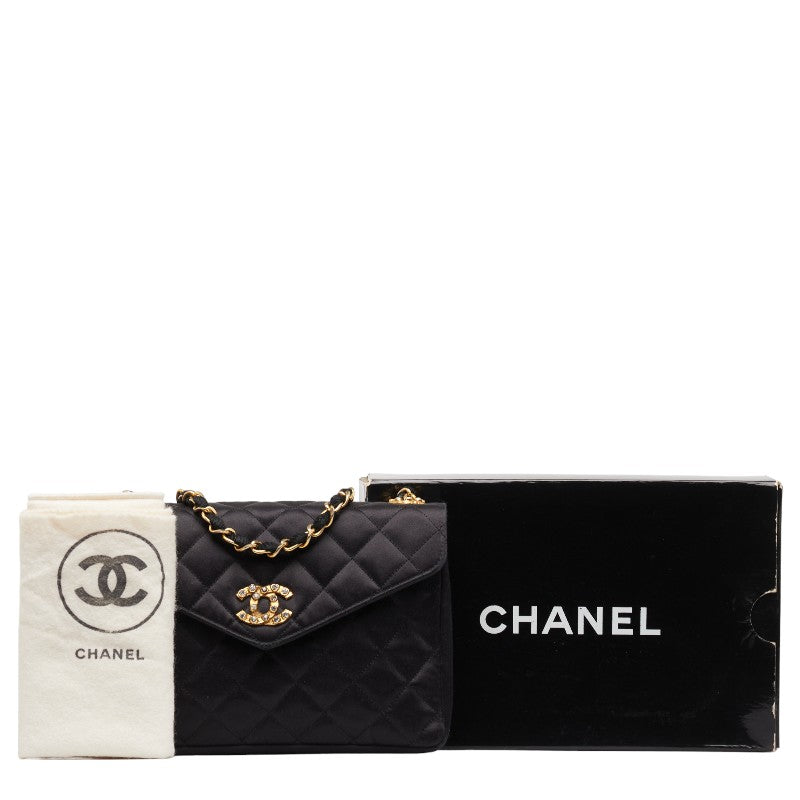 Chanel Satin Rhinestone Chain Shoulder Bag