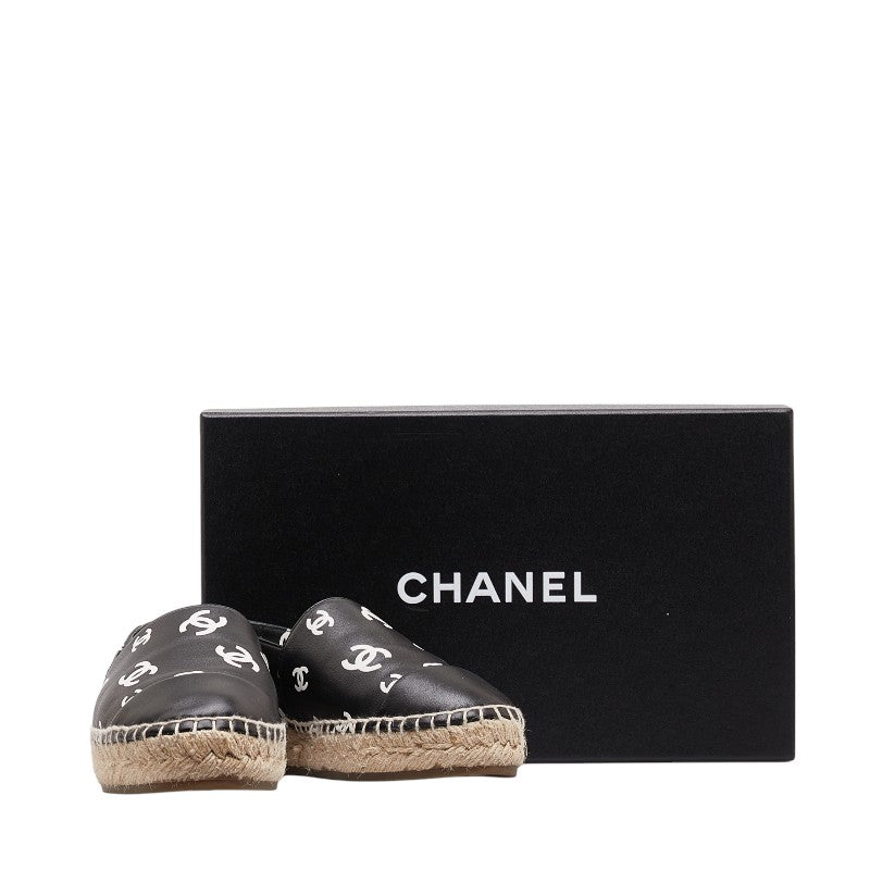 Chanel Espadrille Sneakers Leather Raffia Black