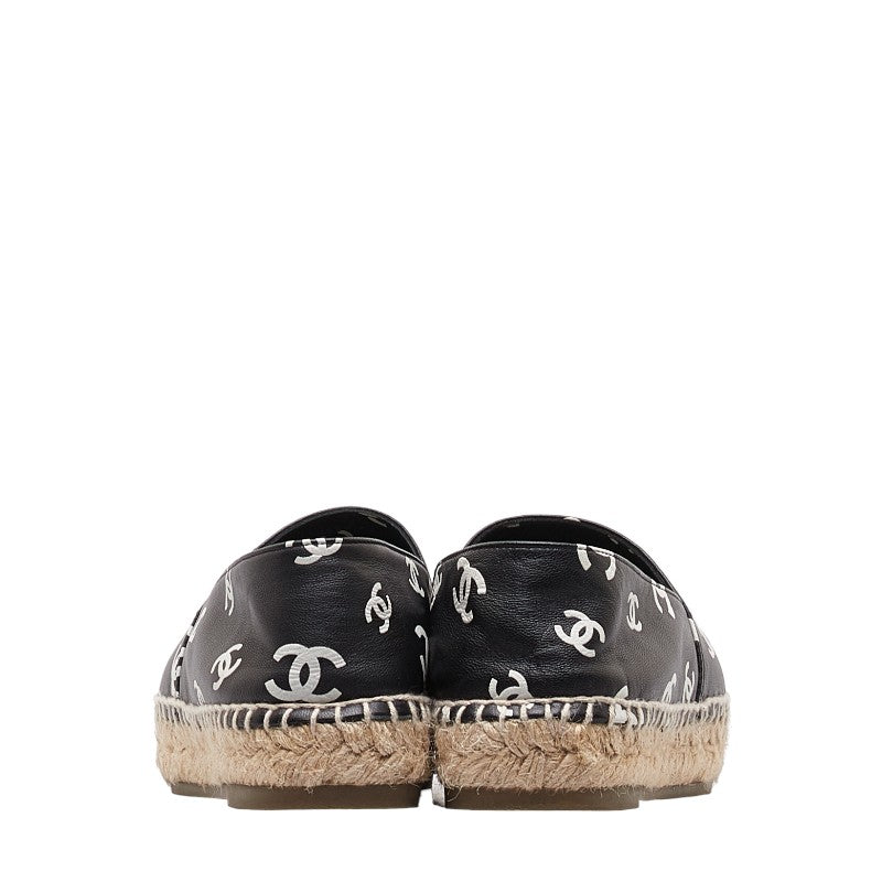 Chanel Espadrille Sneakers Leather Raffia Black