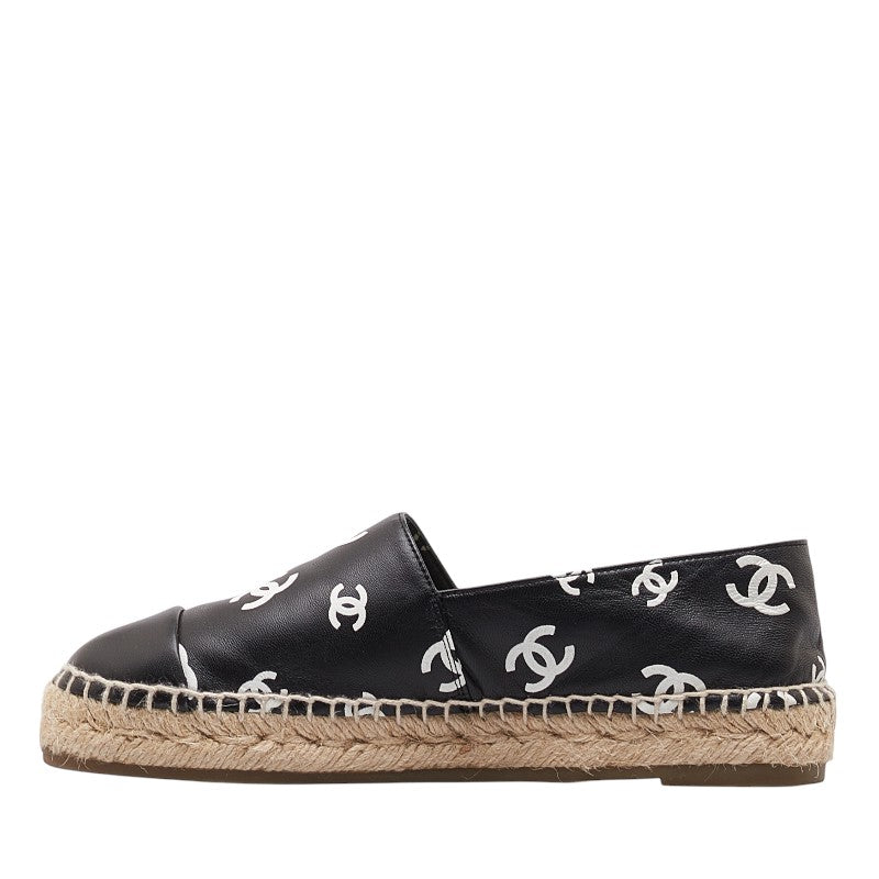 Chanel Espadrille Sneakers Leather Raffia Black