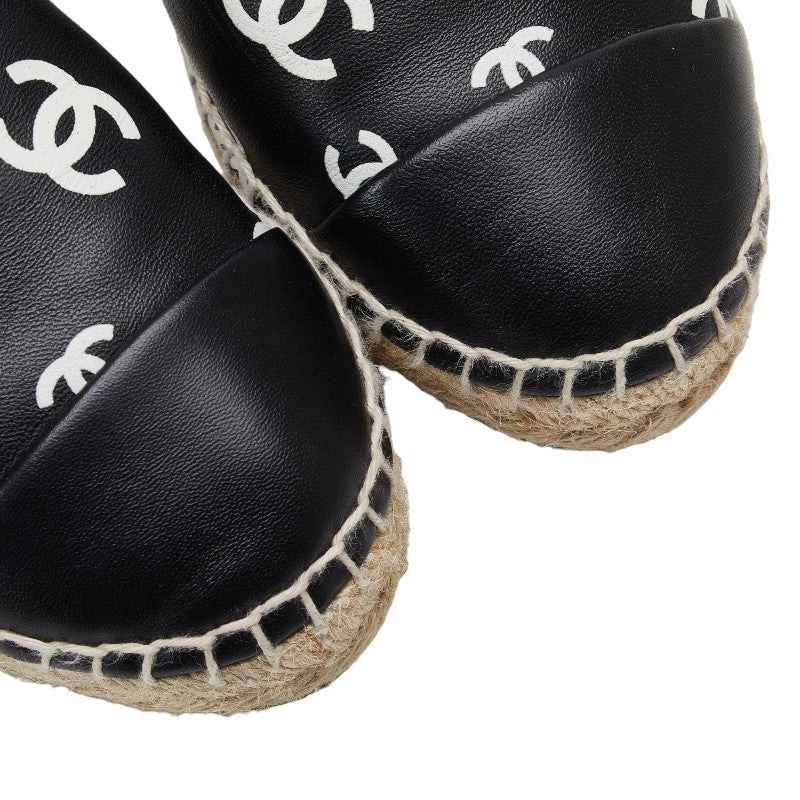 Chanel Espadrille Sneakers Leather Raffia Black