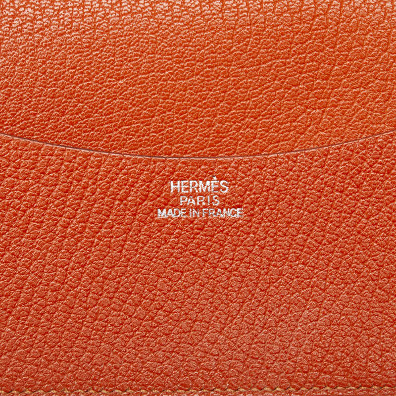 Hermes Leather Agenda Notebook Cover Brown Orange in Very Good Condition