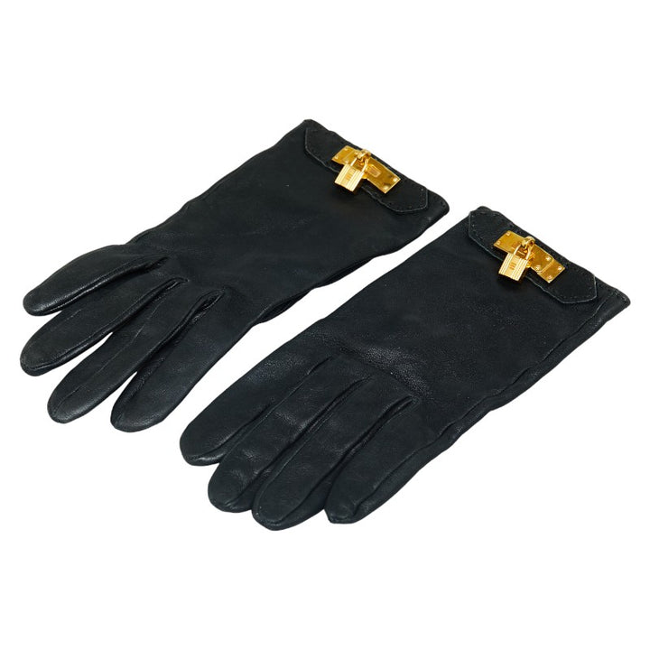 Hermes Kelly Leather Gloves with Cadena Charm