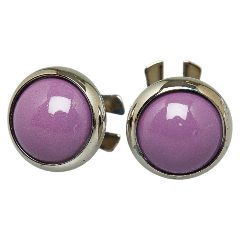 Hermes Silver Purple Metal Eclipse Earrings in Very Good Condition