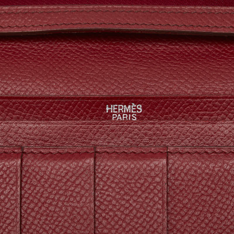 Hermes Bearn Souffle Leather Long Wallet in Good Condition