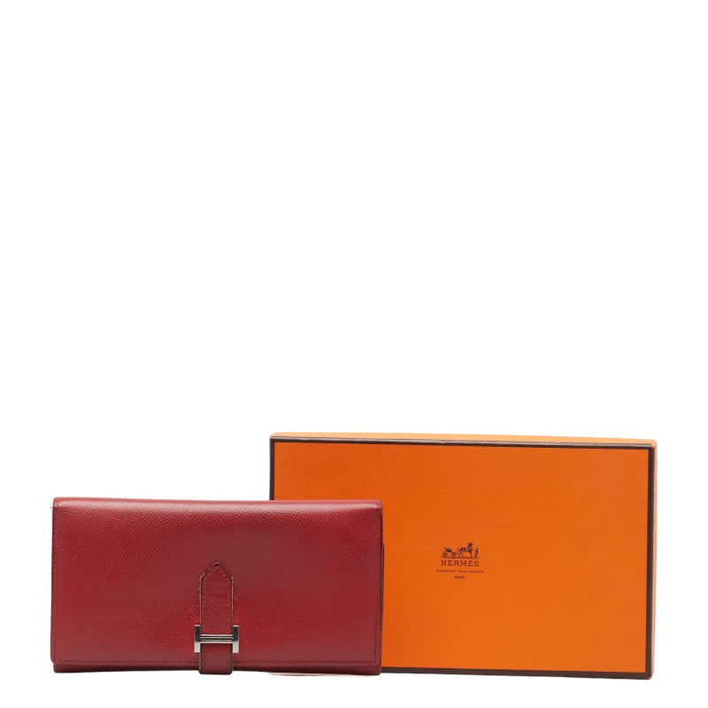 Hermes Bearn Souffle Leather Long Wallet in Good Condition